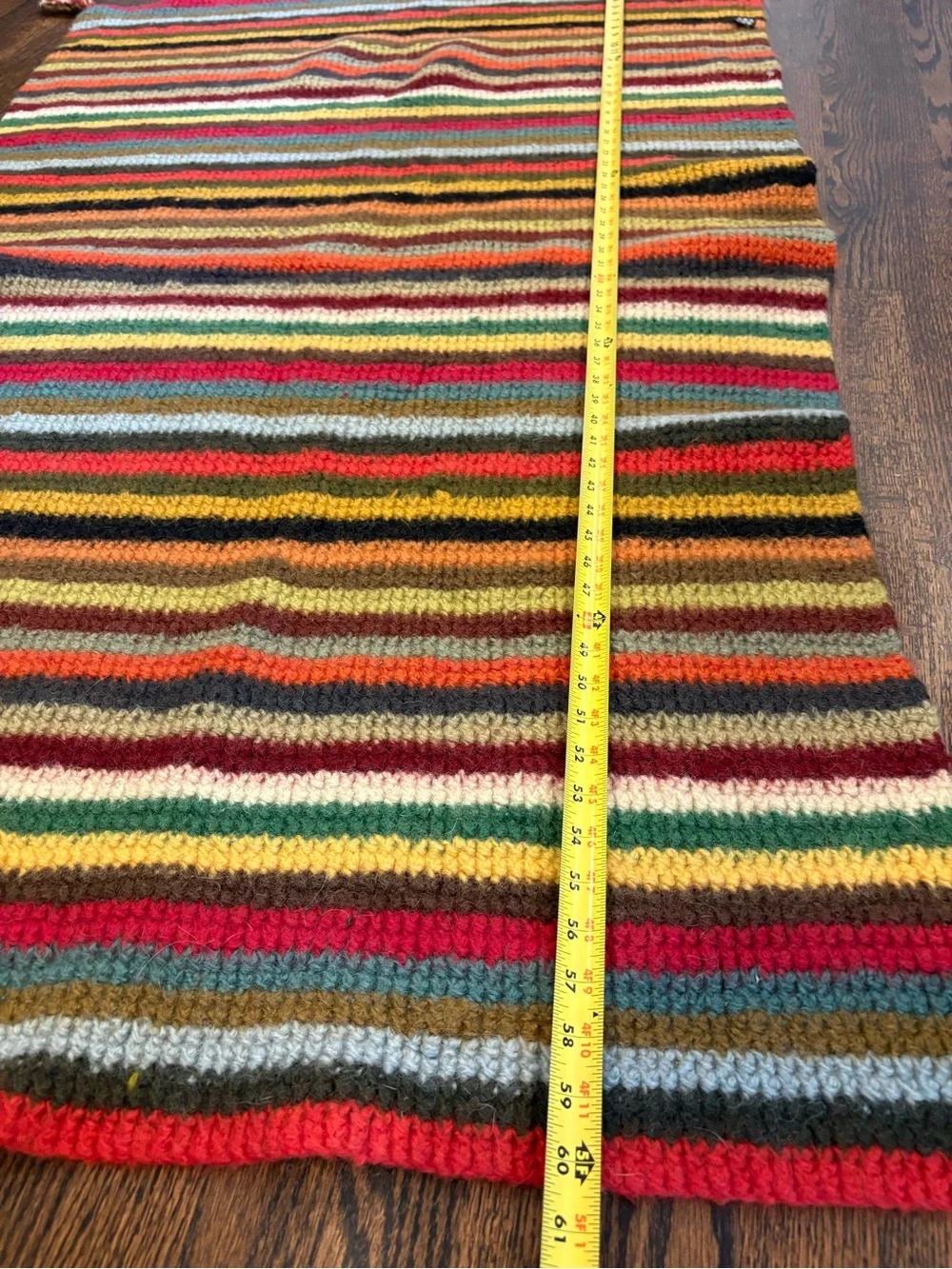 Nepal Hand Knit Pure Wool Multi Stripe Throw - Picture 5 of 7